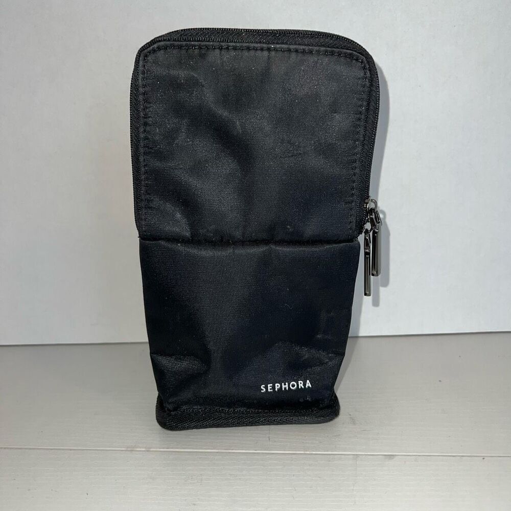 Sephora Makeup Brush Bag Black with Iridescent Interior Stand Up Carrying Case
